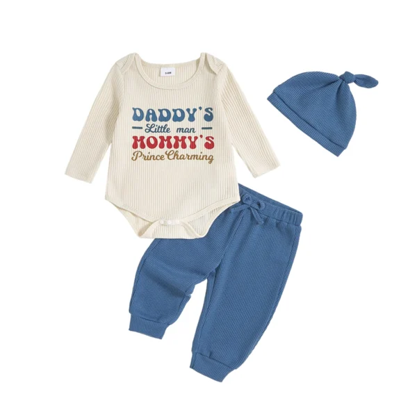 Baby Outfit Set with Letter Print and Long Sleeve Romper