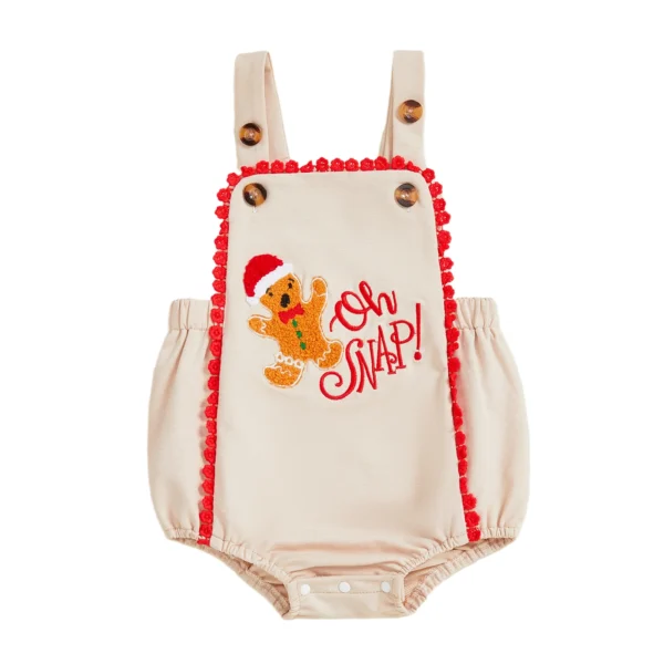 Christmas Embroidered Gingerbread Bodysuit for Parties