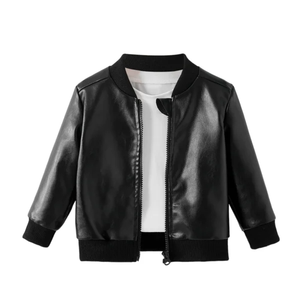 Autumn Leather Jacket with Zip Up for Kids