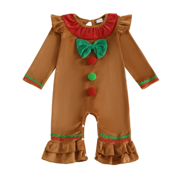 Gingerbread Christmas Ruffle Romper