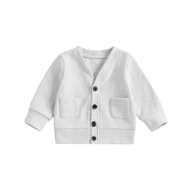 Solid Color V-Neck Cardigan Coat for Kids
