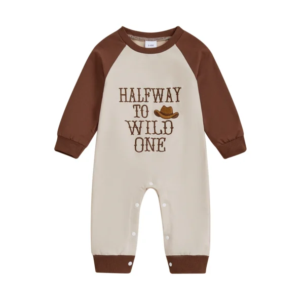 Cowboy Hat Embroidered Long Sleeve Baby Romper