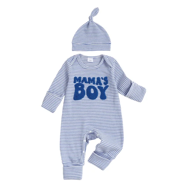 Striped Long Sleeve Baby Romper with Hat