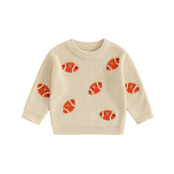 Cute Rugby Embroidered Crew Neck Sweater