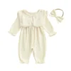Heart Embroidery Bubble Romper with Headband
