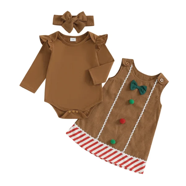 Christmas Outfit with Romper and Headband for Baby