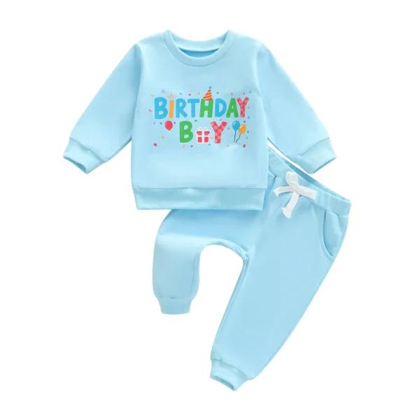 Toddler Boys Birthday Balloon Print Sweatshirt and Joggers Set