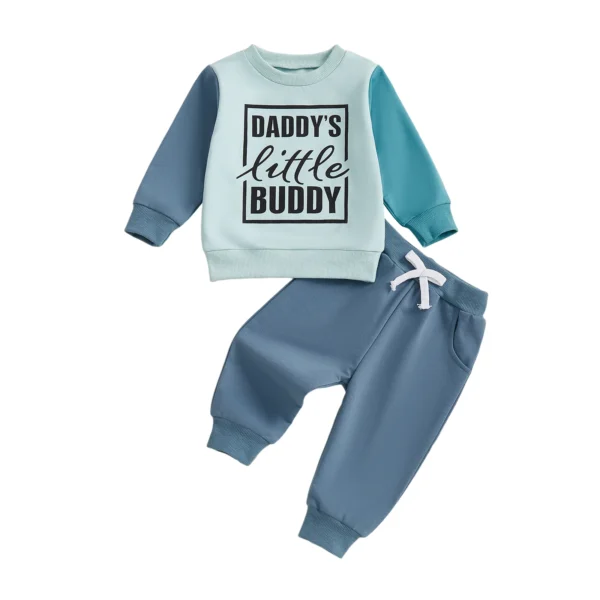 Fashion Long Sleeve Pullover with Solid Color Pants Set