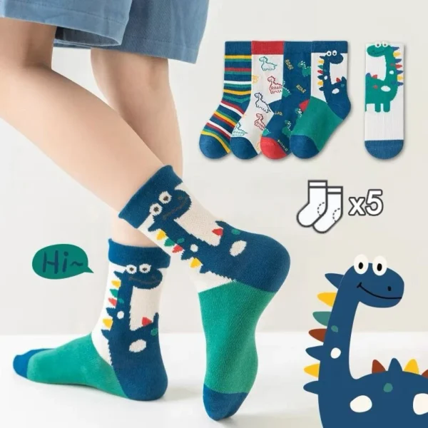 Dinosaur Cartoon Mid-High Socks for Kids