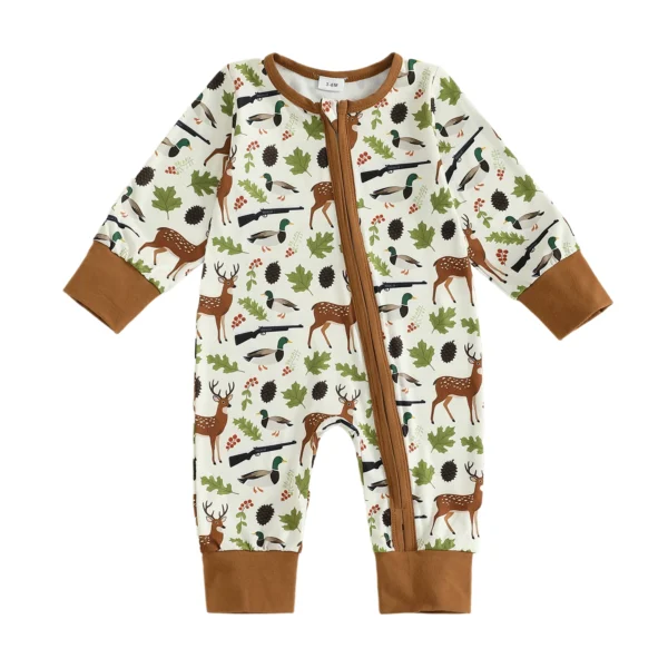 Reindeer Print Long Sleeve Romper