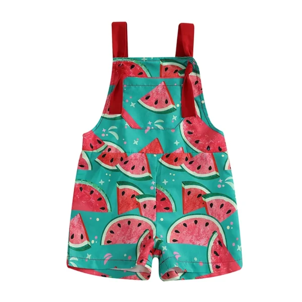 Watermelon Print Overall Shorts Jumpsuit for Kids