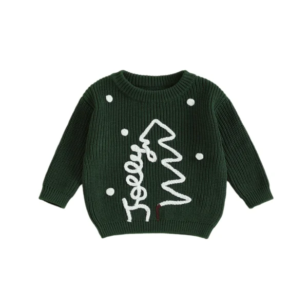 Baby Christmas Sweater with Tree Embroidery