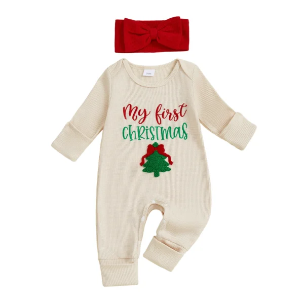 Christmas Embroidered Romper with Headband