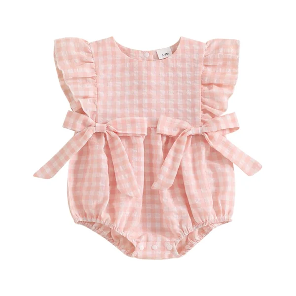 Plaid Print Flutter Sleeve Romper for Summer Beach