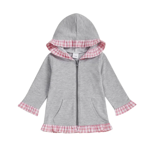 Plaid Hooded Zipper Sweatshirt for Kids