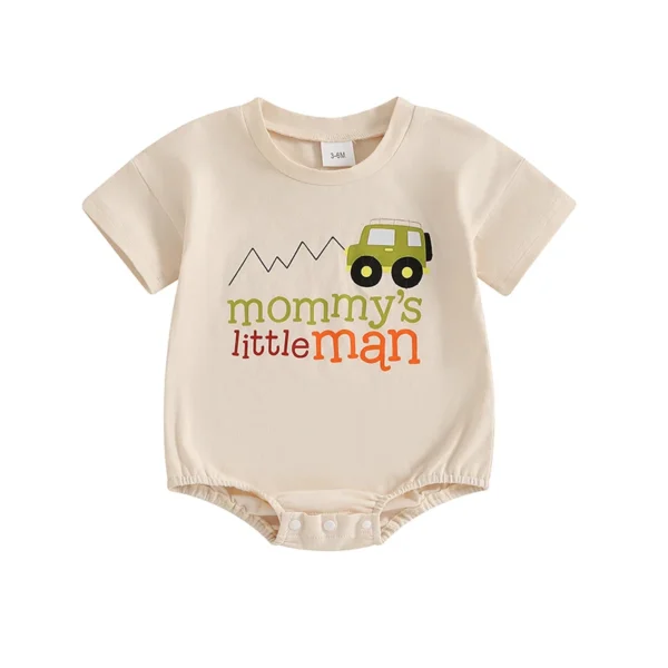 Car Print Baby Romper with Short Sleeves