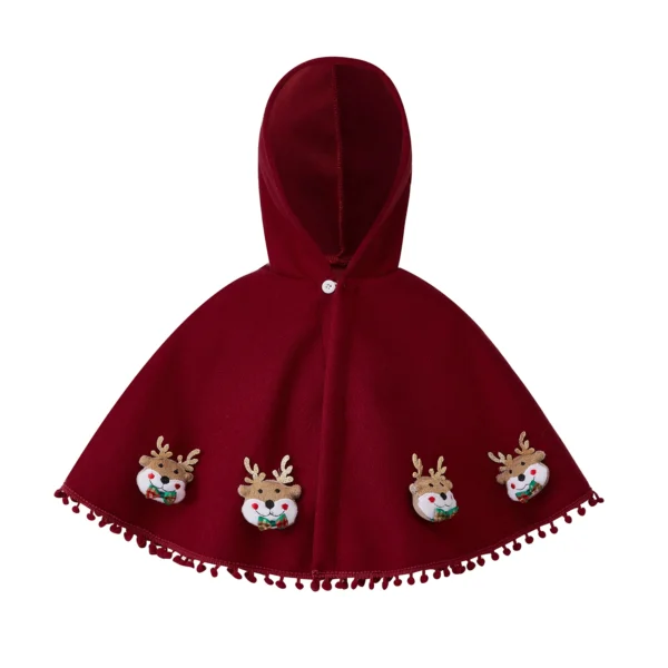 Christmas Cape with Embroidery and Reindeer Patches