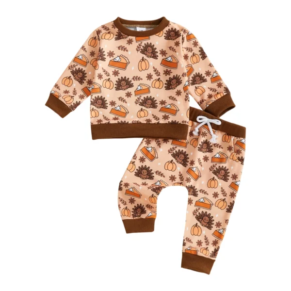 Thanksgiving Turkey Print Sweatshirt and Jogger Pants Set