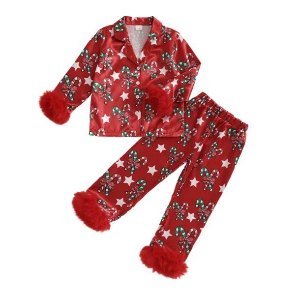 Sface5bad876a48ca9b5b6756ae7d0024V.webp Christmas Pajamas Set with Candy Cane Print