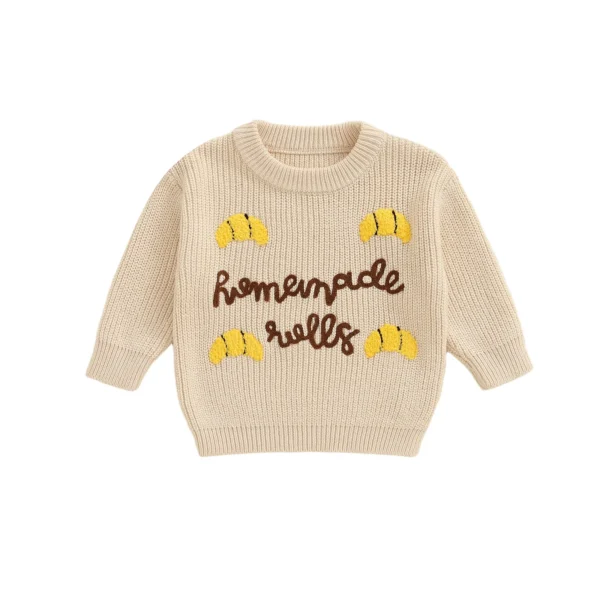 Sff2743f633a54c59a153c524c6362c9d0.webp Knit Sweater with Embroidered Letters for Toddlers